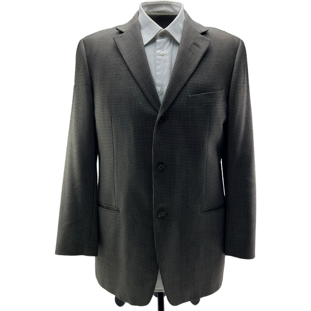 Ermenegildo Zegna Brown & Black Wool 3 Button Blazer Mens‎ Size 44L